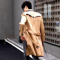 Design sense windbreaker men Korean trend British style long-term slim young students double-breasted plus size jacket