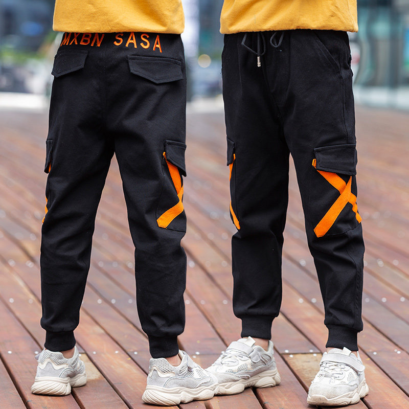 2022 new spring and autumn children's overalls boys' pants middle and big children's trousers cotton casual pants spring clothes