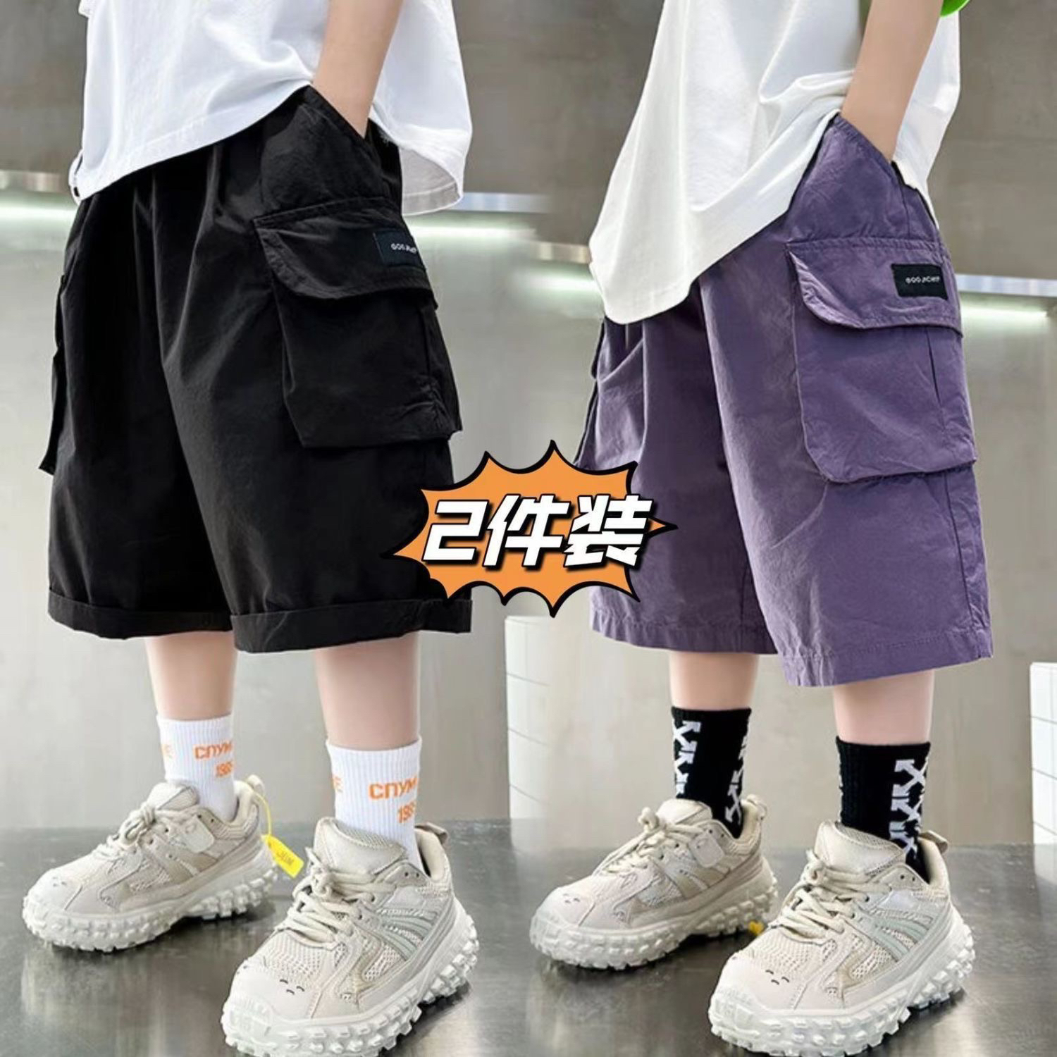 男の子の夏用オーバーオール、ゆったりとした子供用韓国風ミドル丈パンツ、中・大人の子供用ショートパンツ、薄手ベビーショーツ、新スタイルのトレンド