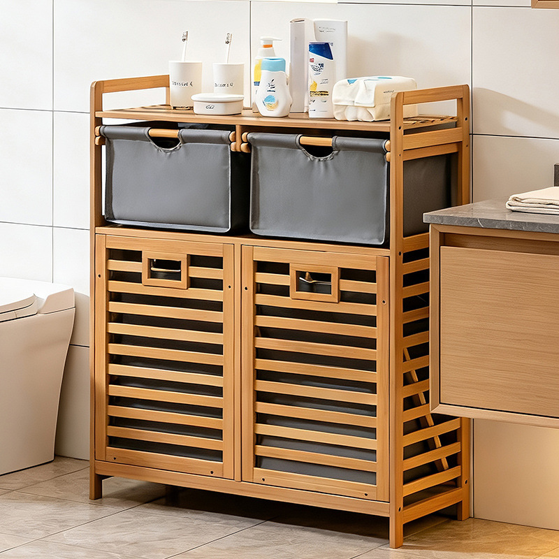 Bathroom Floor-Standing Storage Rack with a High-End Feel, Special Dirty Clothes Basket, 2026 New Model, Three-Zone Dirty Clothes Storage Basket Bathroom Floor-Standing Storage Rack with a High-End Feel, Special Dirty Clothes Basket, 2026 New Model, Three-Zone Dirty Clothes Storage Basket