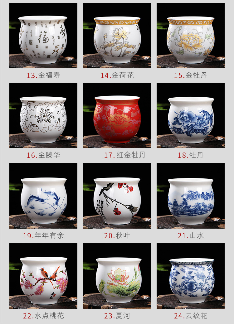 Chén gốm sứ Jingdezhen Cốc sứ màu xanh và trắng cách ly đôi hộ gia đình Không nóng Cup Nước Kung Fu Bộ chén đơn - Trà sứ ấm trà đạo