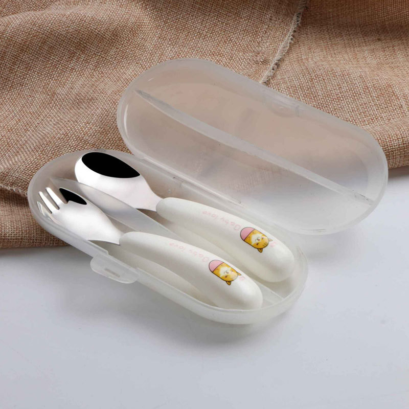 Stainless steel baby eating spoon fork Fork Spoon Fork Spoon Children Cutlery Sets Group Deputy Food Tool Portable Meal Spoon