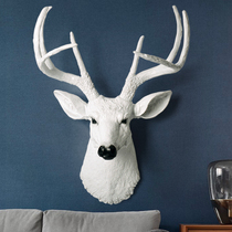 European deer head wall hanging three-dimensional animal head wall decoration Retro wall creative pendant Living room entrance wall decoration