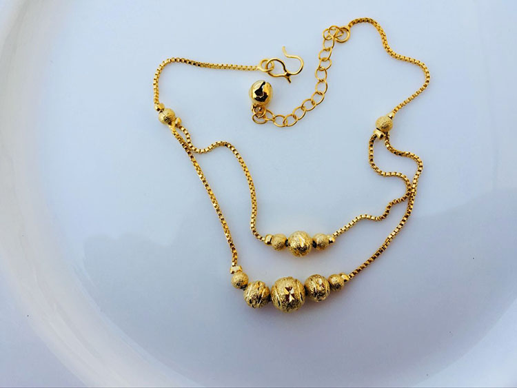 Niche thiết kế Việt Nam Shajin vòng chân nữ phiên bản Hàn Quốc đơn giản giả vàng mạ vàng 18K trang sức chuyển hạt - Vòng chân lắc chân nữ handmade