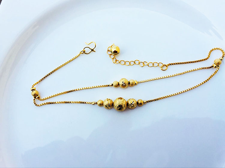 Niche thiết kế Việt Nam Shajin vòng chân nữ phiên bản Hàn Quốc đơn giản giả vàng mạ vàng 18K trang sức chuyển hạt - Vòng chân lắc chân nữ handmade