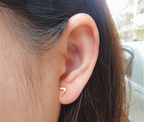 999 pure gold small earrings Gold number 7 earrings Japanese and Korean fashion pure gold earrings lucky number 7 word couple earrings