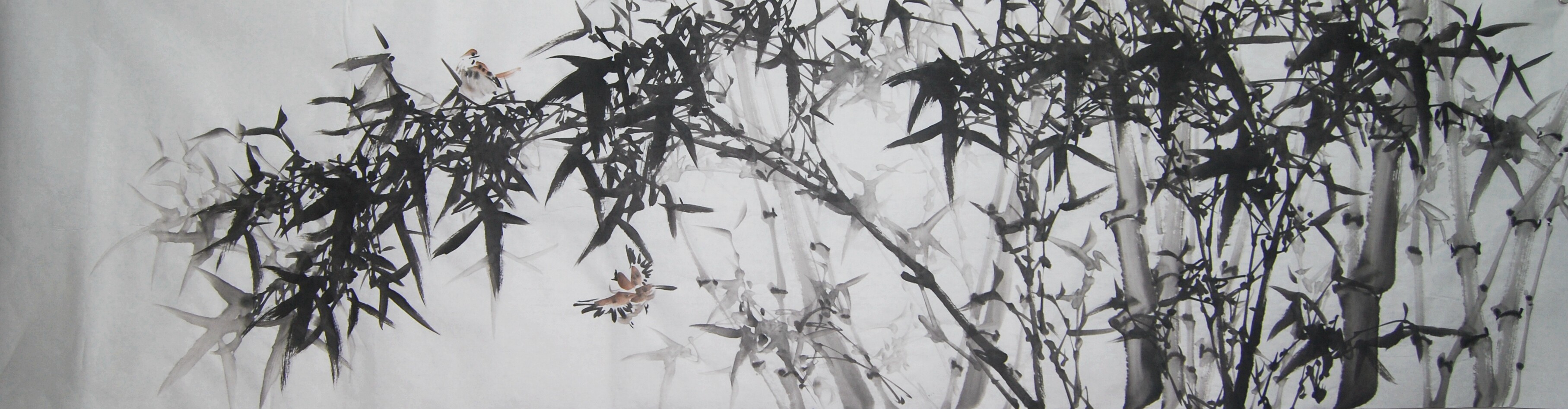 Special price pure hand painted flower bird country painting six feet open for bamboo water ink calligraphy and painting bamboo newspaper Ping An living room office decoration 24