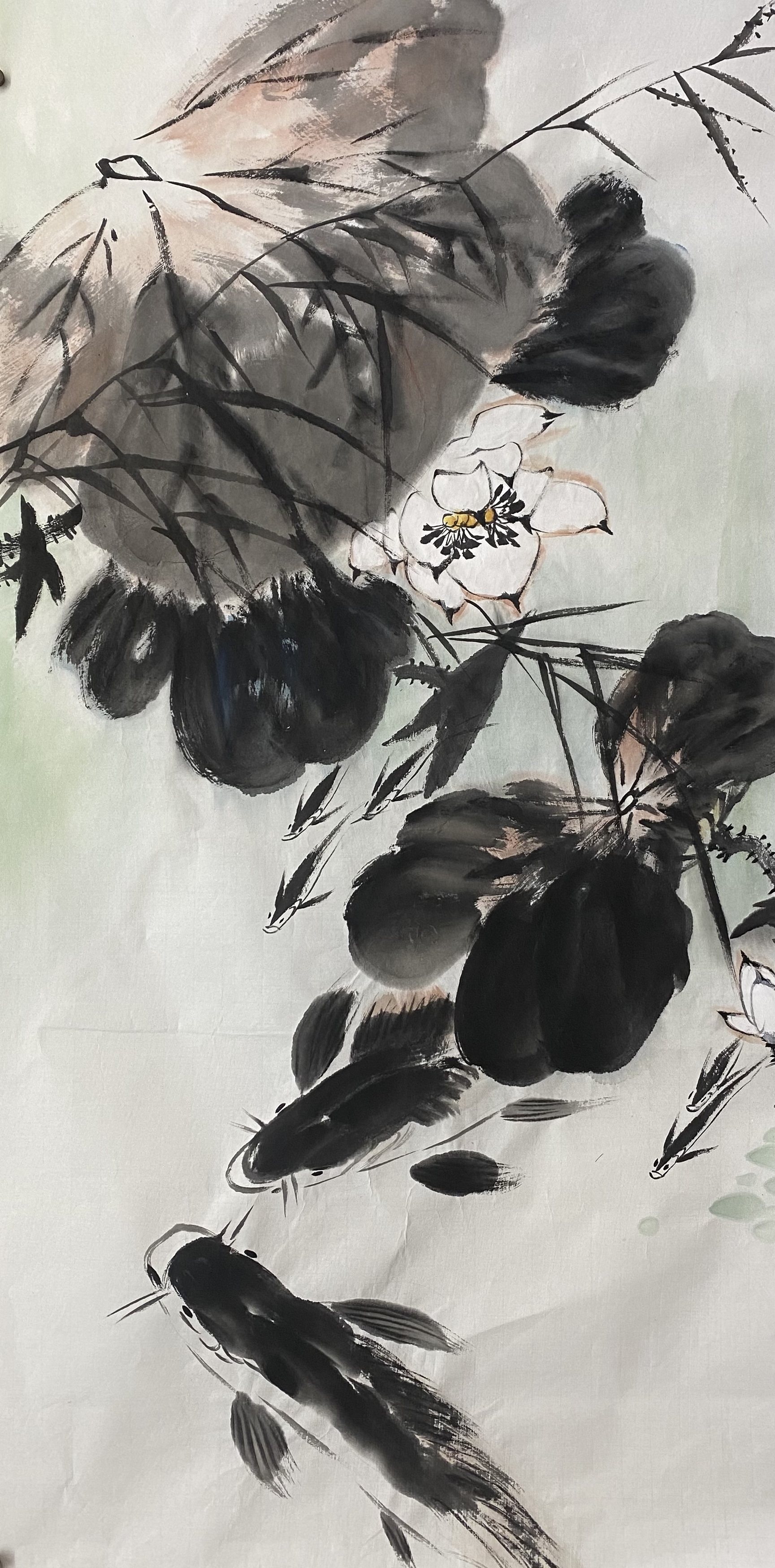 Special Price Pure Hand Painted Three Feet Water Ink Country Painting Lotus Flower Mandarin Flowers Bird Painting Xuanguan Decorative Character Painting Feng Shui Painting Manuscript 17