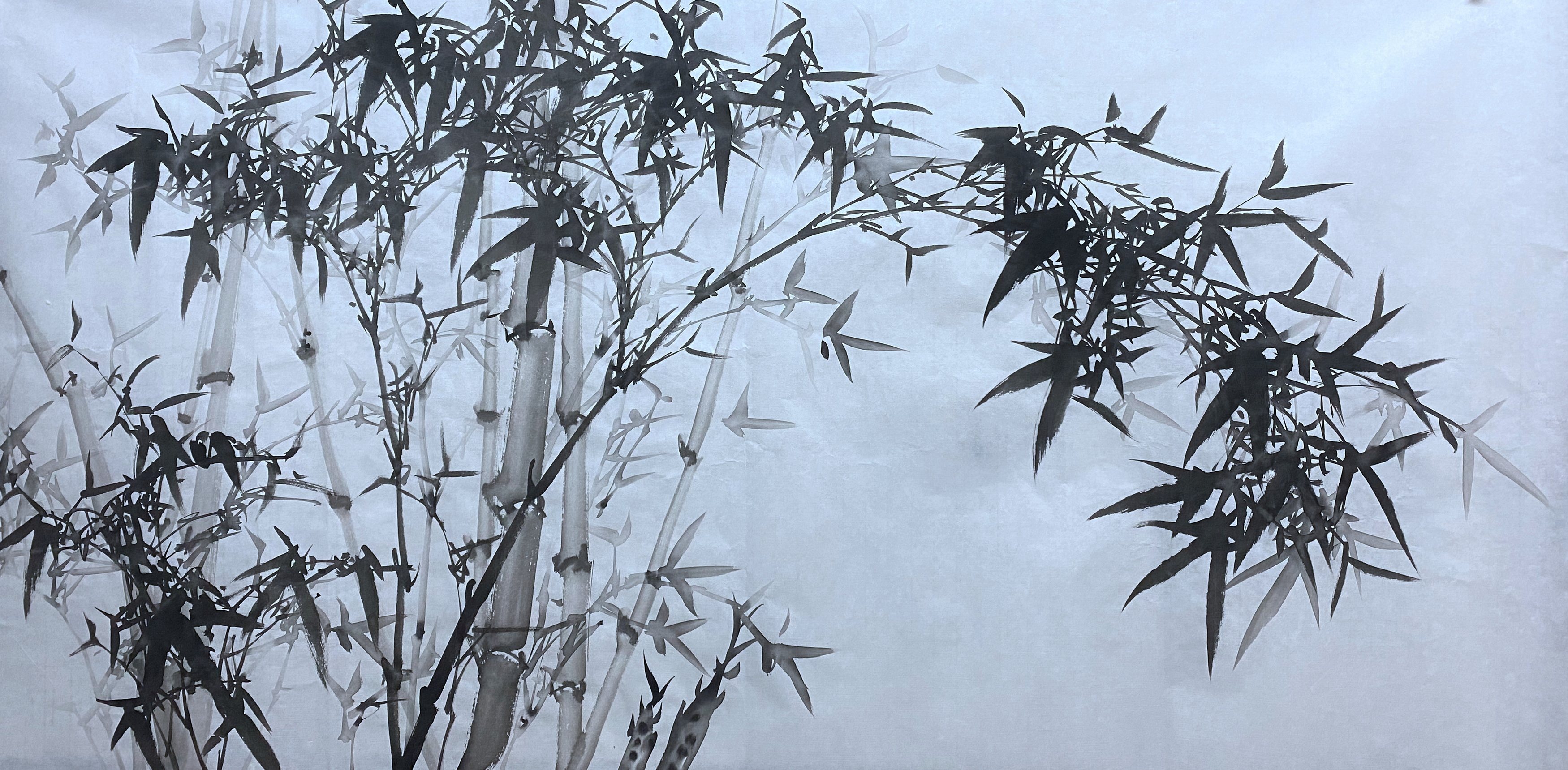 Special offer pure hand-painted flowers and birds Chinese painting four feet bamboo ink painting bamboo newspaper safe living room office decoration calligraphy and painting heart 13