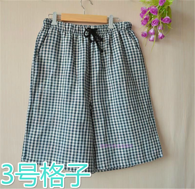 Miễn phí vận chuyển quần short cotton của nam giới đôi gạc mặc nhà quần đi biển quần ngủ mùa hè quần âu 5 điểm giữa quần - Quần tây