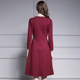 Annally autumn new style dignified elegant simple commuter wine red self-cultivation bottoming dress