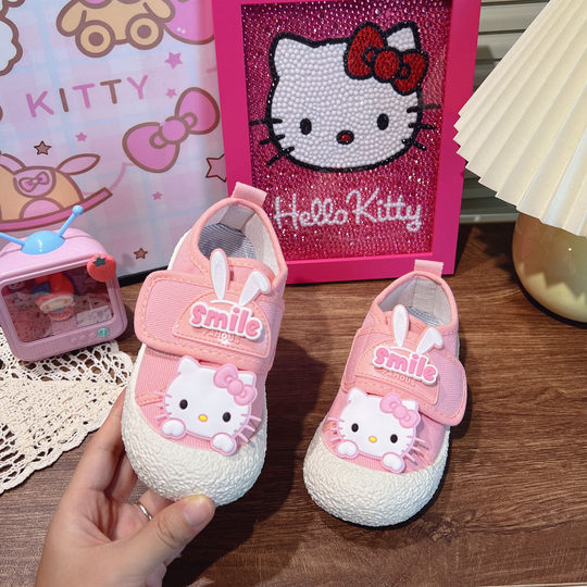 儿童幼儿园室内鞋女孩宝宝粉色入园鞋女童轻便帆布鞋软底防滑女宝