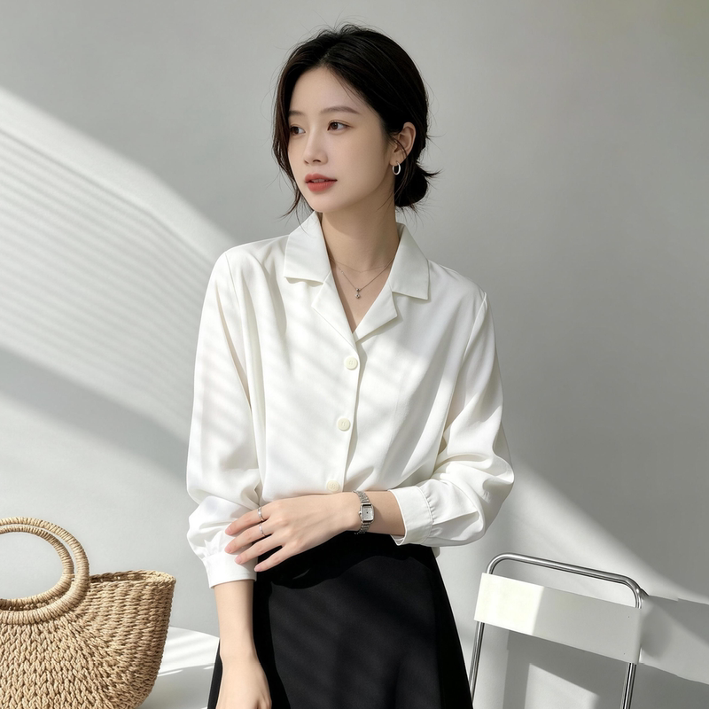 White Chiffon Long-Sleeve Shirt for Women 2026 Spring and Autumn Traditional Brazilian Collar Professional Formal Workwear Commuting Top Shirt White Chiffon Long-Sleeve Shirt for Women 2026 Spring and Autumn Traditional Brazilian Collar Professional Formal Workwear Commuting Top Shirt