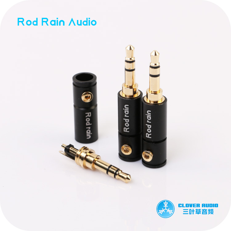 Rod Yu original 3 5mm gold-plated plug 3 stereo headset connector with tail sleeve DIY plug