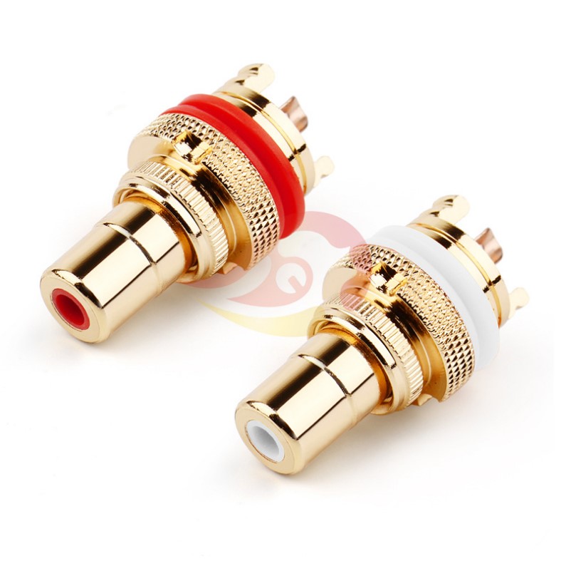 Rhodes Rain Original Bright Gold Sterling Copper Plated True Gold RCA Socket Lotus Socket Plug Terminal Audio Port