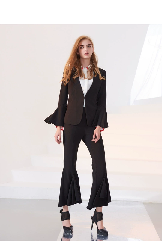 Baisi Slim chuyên nghiệp blazer 2018 mùa đông mới màu đen sừng dài tay đi lại OL phù hợp với nữ
