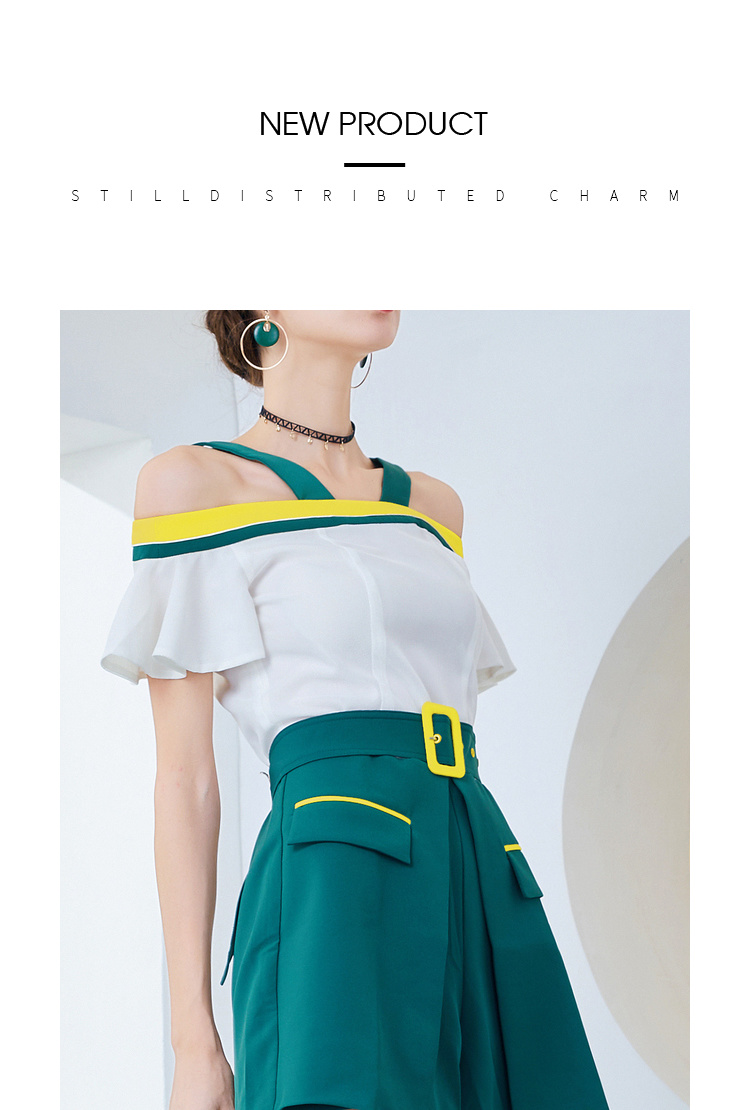 Baisi đầm nữ 2019 hè mới thời trang sling một từ vai áo phồng tay áo nữ - Sản phẩm HOT áo đầm