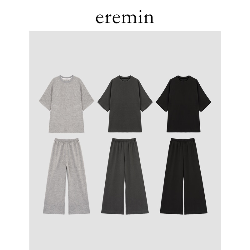 Eremin Lin Moqing/Air Layer Set/Sheep Wool+Cotton Loose and Lazy Style Slimming T-Shirt+Casual Pants Eremin Lin Moqing/Air Layer Set/Sheep Wool+Cotton Loose and Lazy Style Slimming T-Shirt+Casual Pants