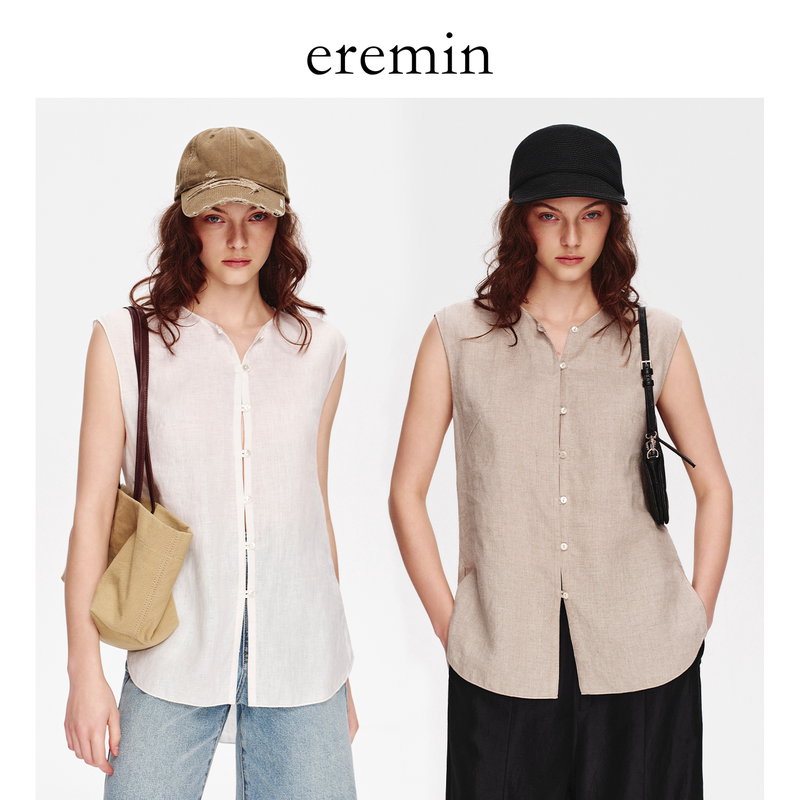 Eremin Lin Moqing/White Linen Vest 2.0/Full Linen Relaxed Old Money Summer Thin Buttoned Sleeveless Vest Eremin Lin Moqing/White Linen Vest 2.0/Full Linen Relaxed Old Money Summer Thin Buttoned Sleeveless Vest
