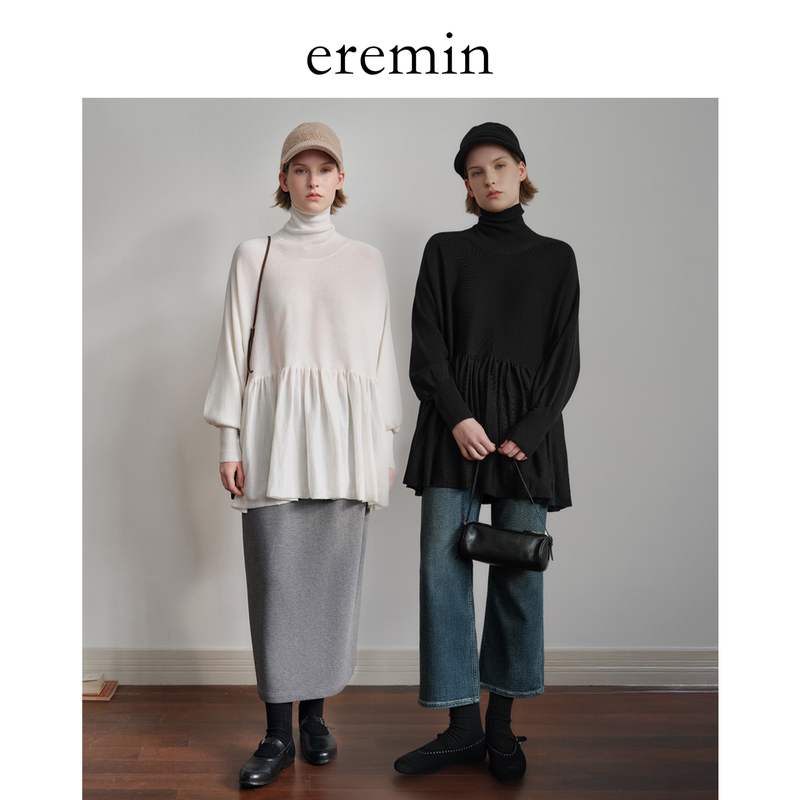 Eremin Lin Moqing/Skirt-Style Knitwear/Wool French Ruffle Wide Hem Pullover Turtleneck Sweater Eremin Lin Moqing/Skirt-Style Knitwear/Wool French Ruffle Wide Hem Pullover Turtleneck Sweater