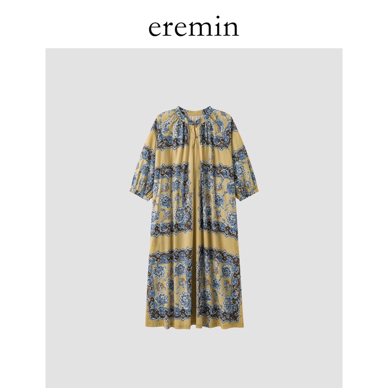 Eremin Lin Moqing/26 Autumn New Product Mercerized Burnt Cotton Japanese Paisley Print Textured Blouse Dress Eremin Lin Moqing/26 Autumn New Product Mercerized Burnt Cotton Japanese Paisley Print Textured Blouse Dress