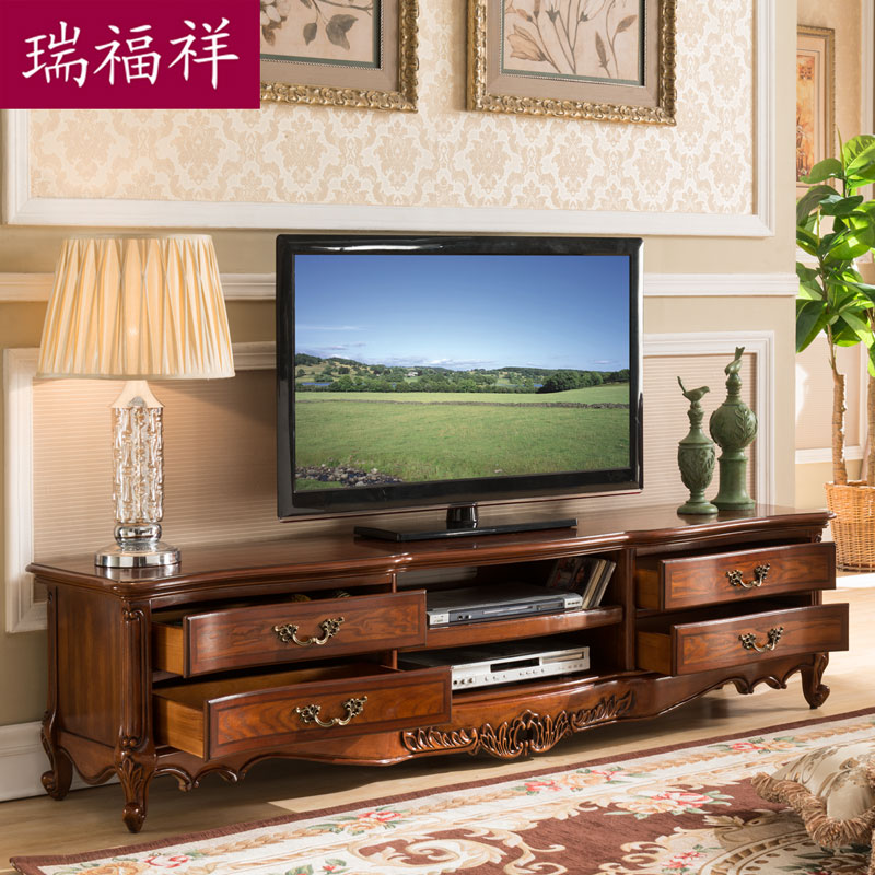 Ruifuxiang phòng khách đặt đồ nội thất phong cách Mỹ gỗ rắn sofa da + bàn cà phê + tủ TV + góc một số gói