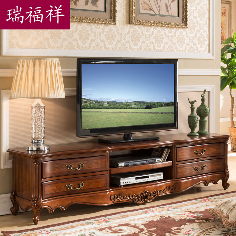 Ruifuxiang phòng khách đặt đồ nội thất phong cách Mỹ gỗ rắn sofa da + bàn cà phê + tủ TV + góc một số gói