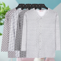 Middle-aged and elderly men's household clothing crew neck cardigan loose plus large size spring and autumn pajamas men's single long sleeve jacket