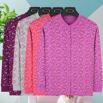 The elderly cardigan autumn coat female cotton elderly loose single cotton mother coat double placket plus fat large size placket