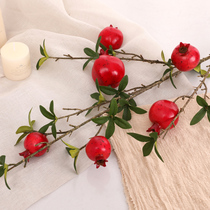 6 pomegranate fruit simulation flowers fake branches multi-son multi-Fook fruit American living room table ornaments homestay wedding decoration
