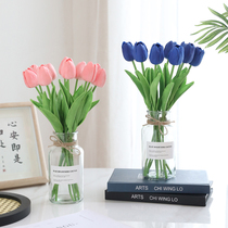 PU Touch Ins Wind Tulip Emulation Bouquet Fake Flowers Living-room Home Desktop Tea Table desk Pendulum Decoration