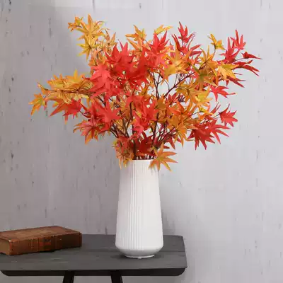 Simulation Maple Leaf fake plant red maple branch leaf home floor decoration flower European hotel living room flower arrangement