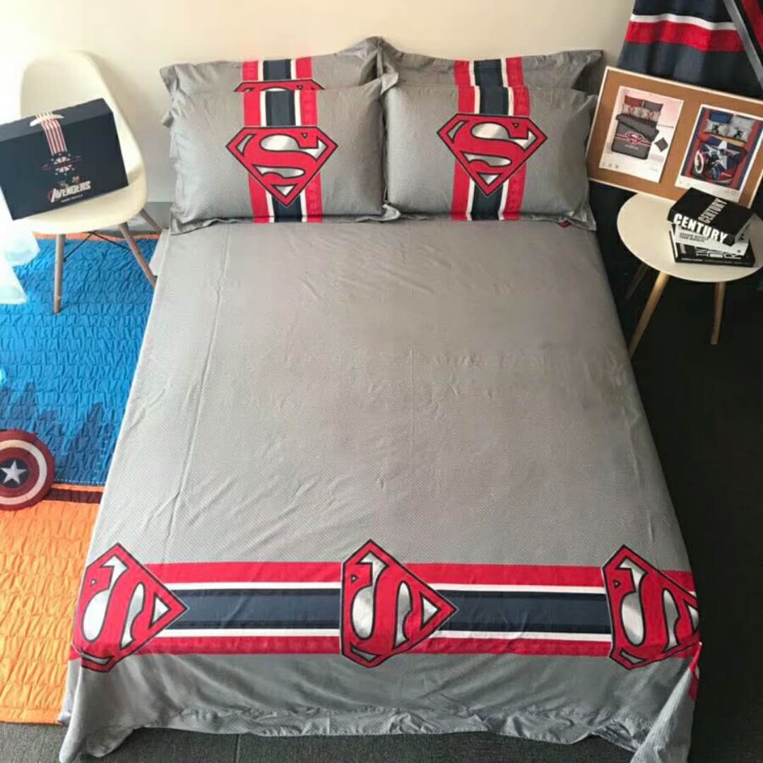 Trẻ em quilt cover đơn giản giường cotton bốn mảnh phim hoạt hình anime Superman cotton boy ba mảnh bộ đồ giường