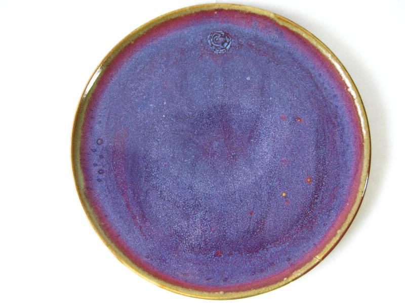 Yuzhou coal Jun Kiln star purple glaze hand drawn blank Jun Porcelain Galaxy Rose Kiln Variable pattern appreciation plate diameter 35cm tea pot bearing