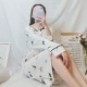 Áo ngủ nữ mùa xuân và mùa thu cotton dài tay pyjama mùa thu và mùa đông rộng kích thước lớn ngọt ngào và đáng yêu của dịch vụ gia đình có thể được mặc đồ ngủ gợi cảm