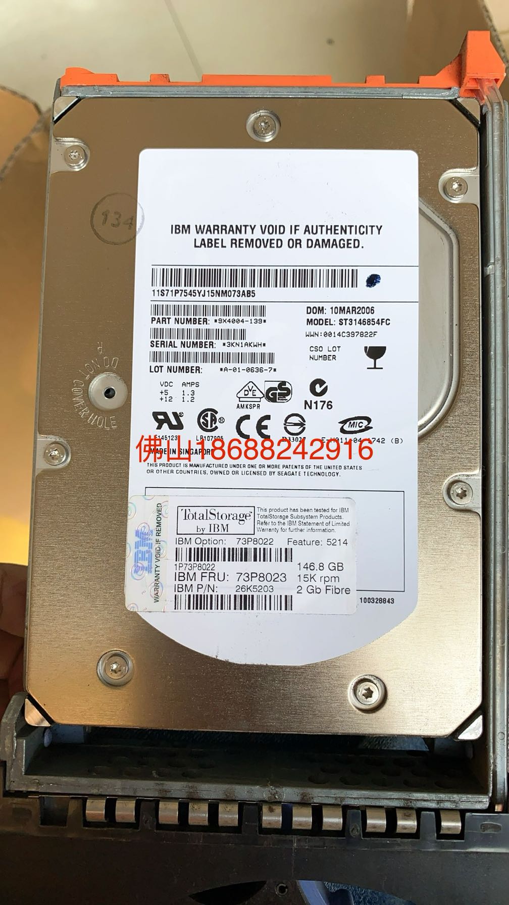 IBM 5214 73P8023 146 8G 15K FC DS4300 Fiber Hard disc 73P8022 26K5203