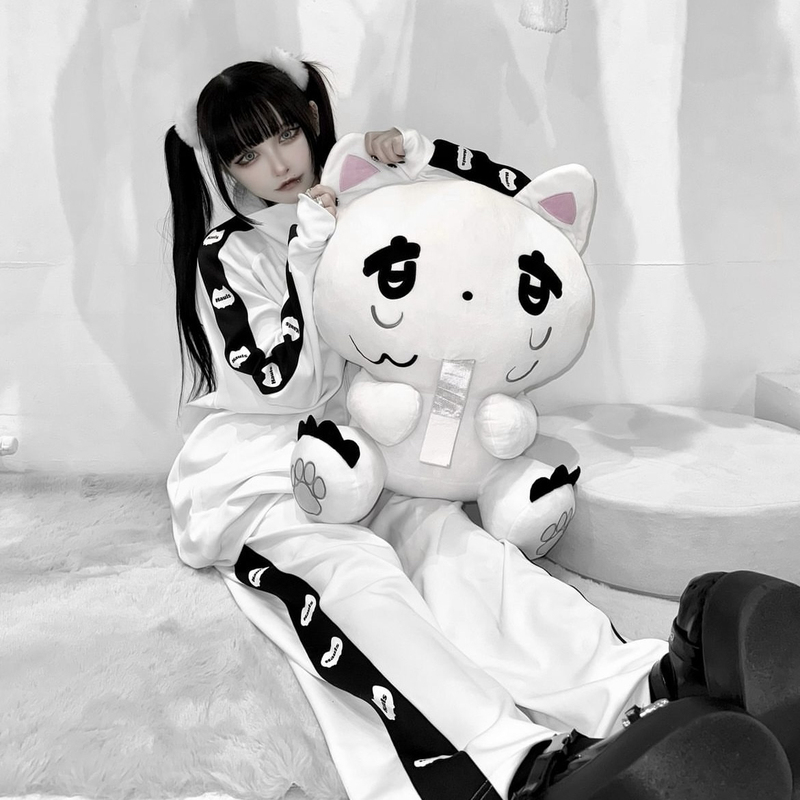Japanese Brand Harajuku Popular Style Hauls Black and White Blue Pink Casual Sportswear Long Pants Outerwear Set Unisex