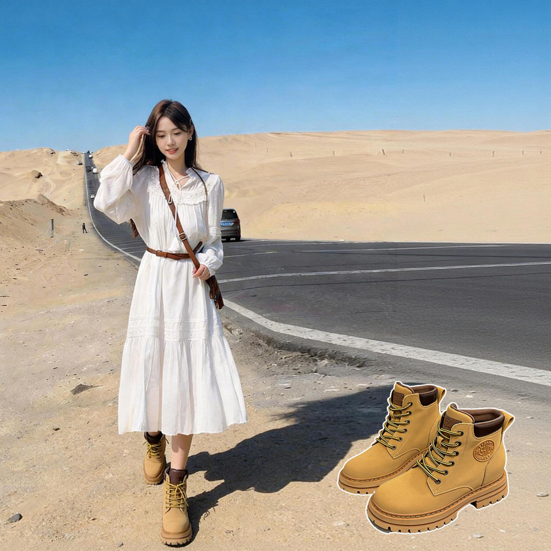 Shoes for Northwest Travel on the Qinghai-Gansu Grand Loop: Outdoor Boots for Sichuan, Tibet, Inner Mongolia Grasslands, Yellow Boots, Martin Boots for Men and Women