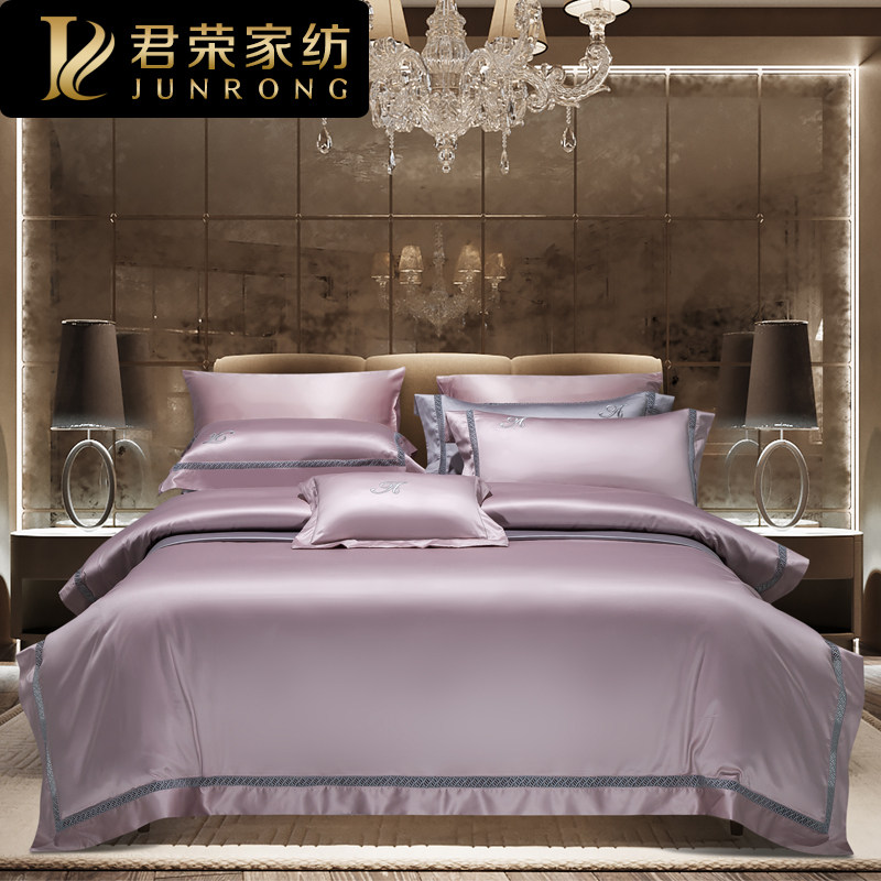 High-end 160-count pure cotton cotton embroidery four-piece set European-style light luxury simple five-star hotel single bedding