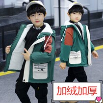 Boy coat autumn and winter plus suede thickened spring autumn style foreign air cotton clothes children CUHK childrens windsurges children sent to overcome
