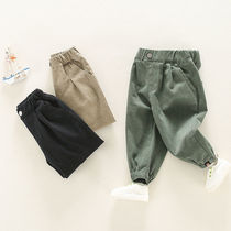 Boy casual pants Autumn style pure cotton 2021 new medium and small childrens pants baby pants Spring and autumn money 2-8-year-old loose