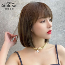 Wig female short hair bobo hair set real hair medium and long collarbone hair full real hair one size fits all bangs full headgear