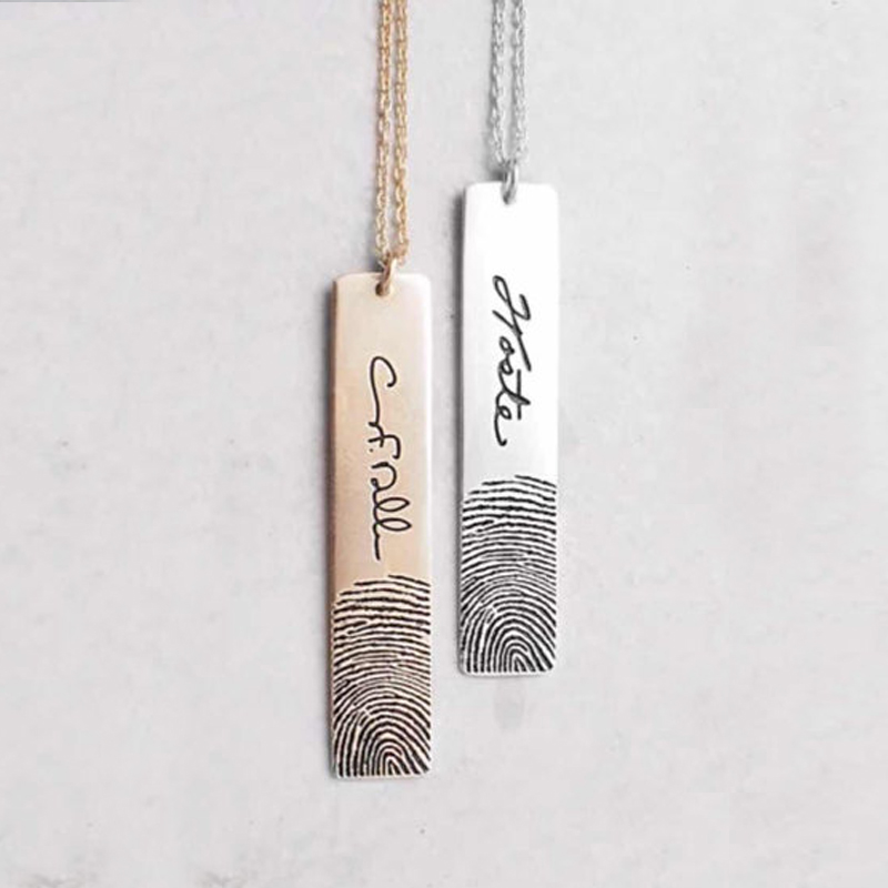 (Year of Flower) Original custom 925 silver signature fingerprint engraved necklace necklace pendant tag for men and women