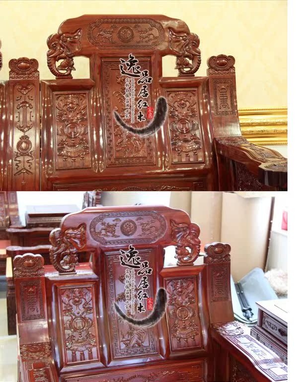 Dongyang mahogany đồ nội thất gỗ hồng mộc voi đầu voi Fu xanh cuộc sống sofa sofa gỗ gụ sofa bàn cà phê sofa - Bộ đồ nội thất giường gỗ