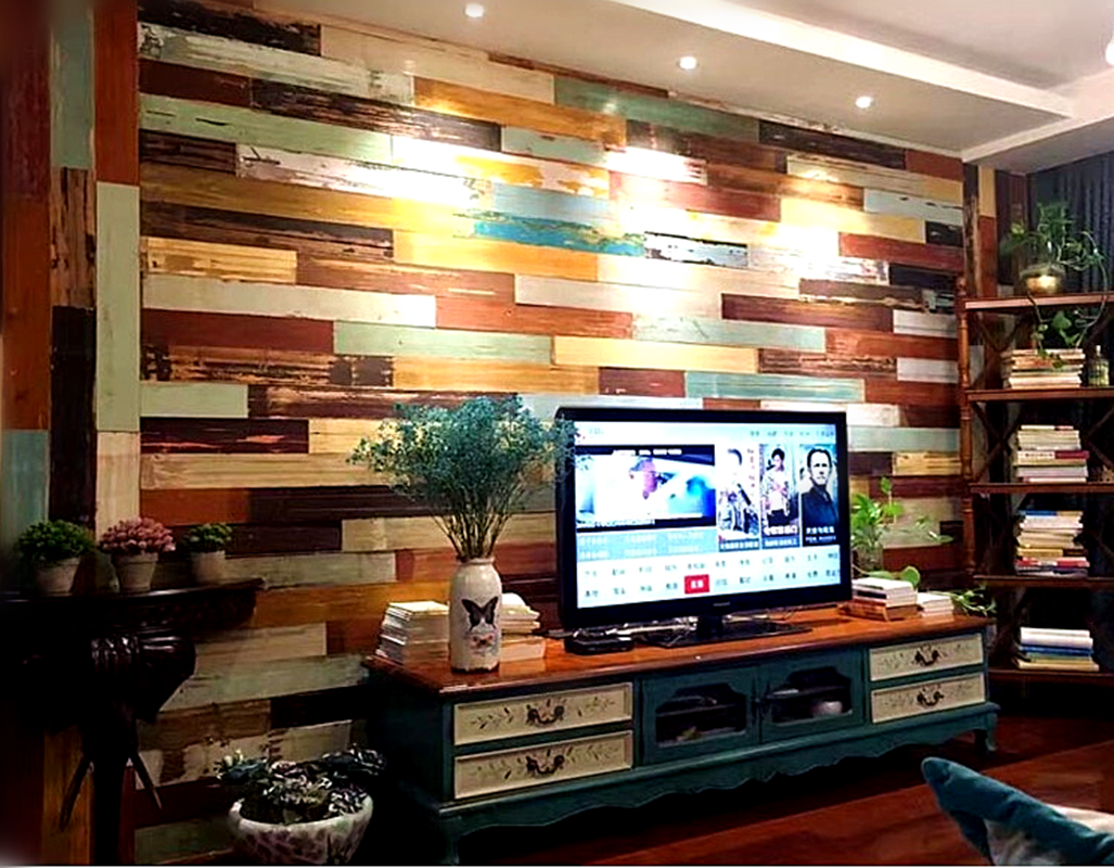 Colour old wooden board old wooden wood made of old original wood color pine wood background wall imitation ancient retro decorated board Bar