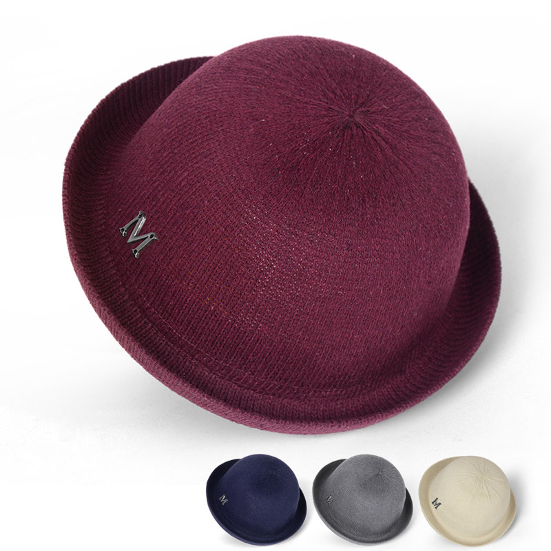 Spring knitted hat women's autumn summer breathable sunscreen Korean version of British top hat Korean trendy casual all-match pot hat