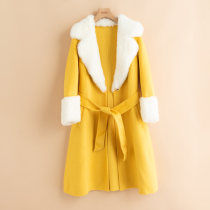 Welfare lamb wool splicing full wool double-sided wool coat B2498