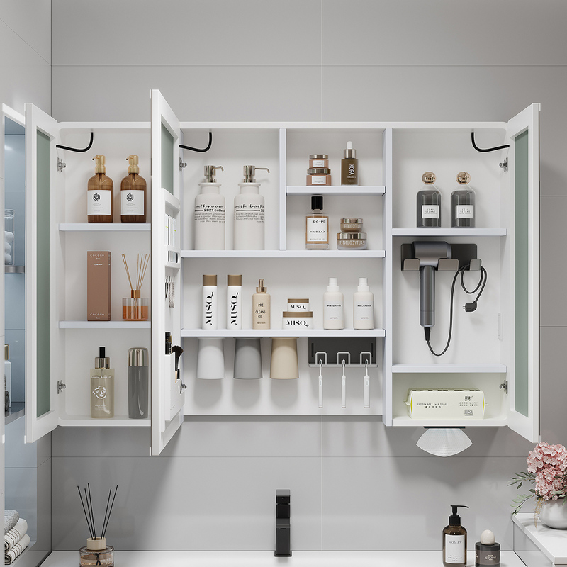 Heightened Smart Bathroom Mirror Cabinet, Separate Bathroom Storage Integrated Mirror with Shelf and Socket, Space Aluminum Mirror Box Heightened Smart Bathroom Mirror Cabinet, Separate Bathroom Storage Integrated Mirror with Shelf and Socket, Space Aluminum Mirror Box
