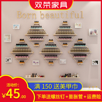 Golden diamond nail polish display shelf wrought iron multi-layer wall-mounted nail shop cosmetics locker