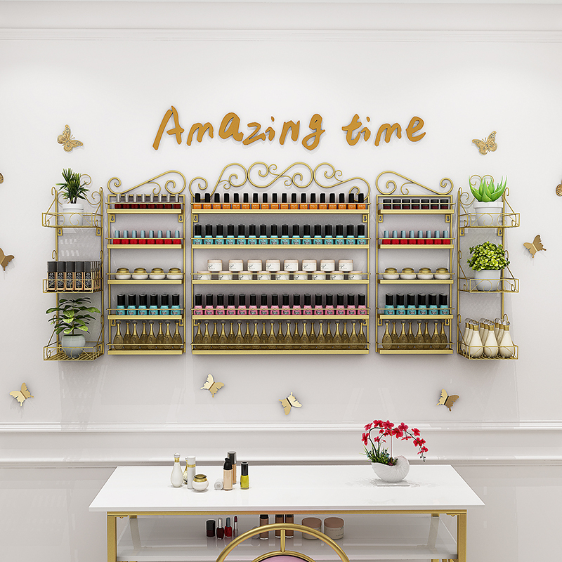 Trendy Nail Polish Gel Display Rack, Iron Art Multi-Layer Wall-Mounted Shelf for Nail Salon, Cosmetics Storage Cabinet Trendy Nail Polish Gel Display Rack, Iron Art Multi-Layer Wall-Mounted Shelf for Nail Salon, Cosmetics Storage Cabinet